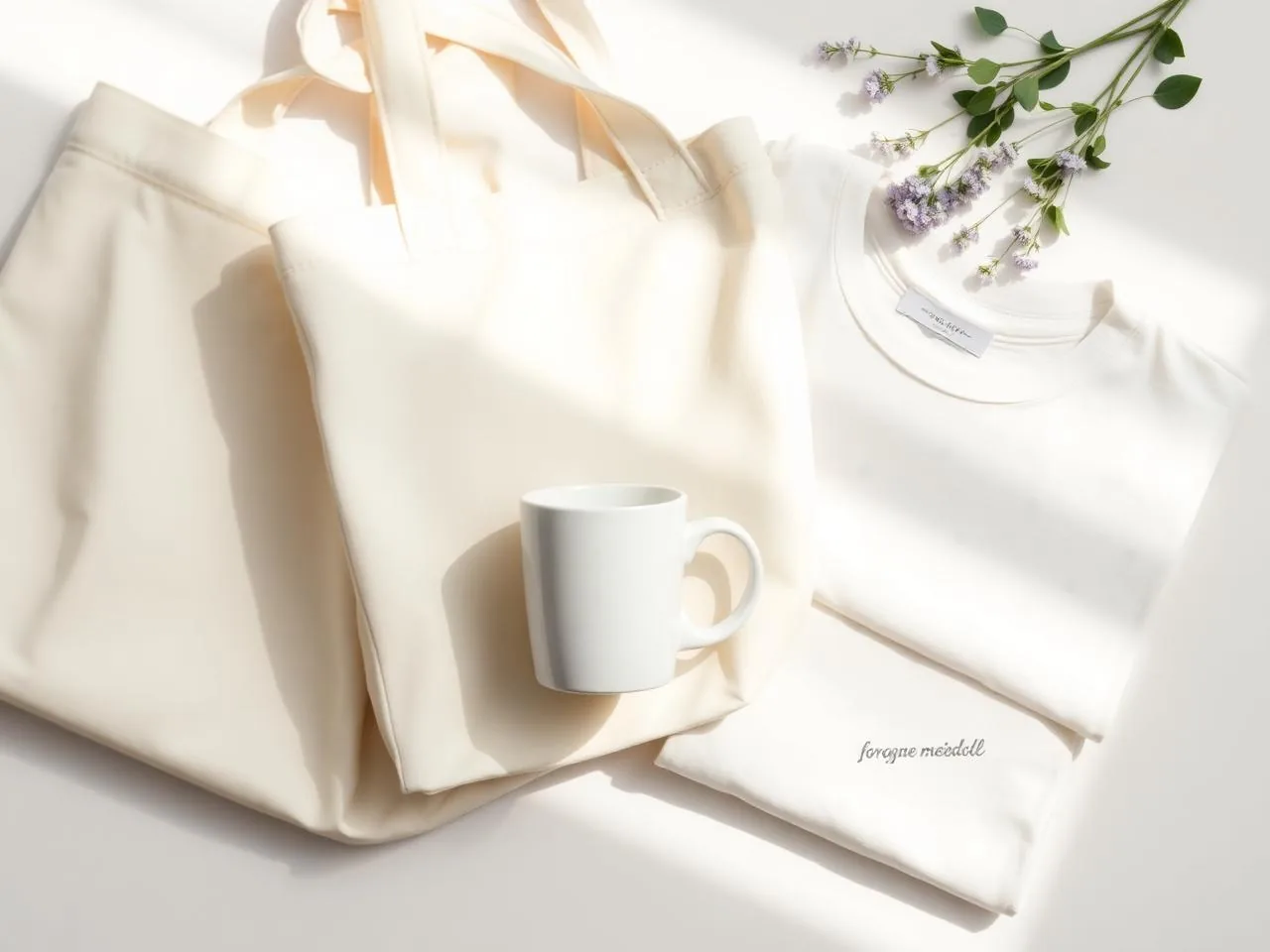 Cream tote bag, mug and t-shirt for the awareness shop